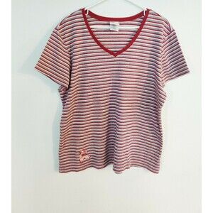 Vintage Minnie Mouse women's t-shirt top XXL plus size - pink/red/gray stripes